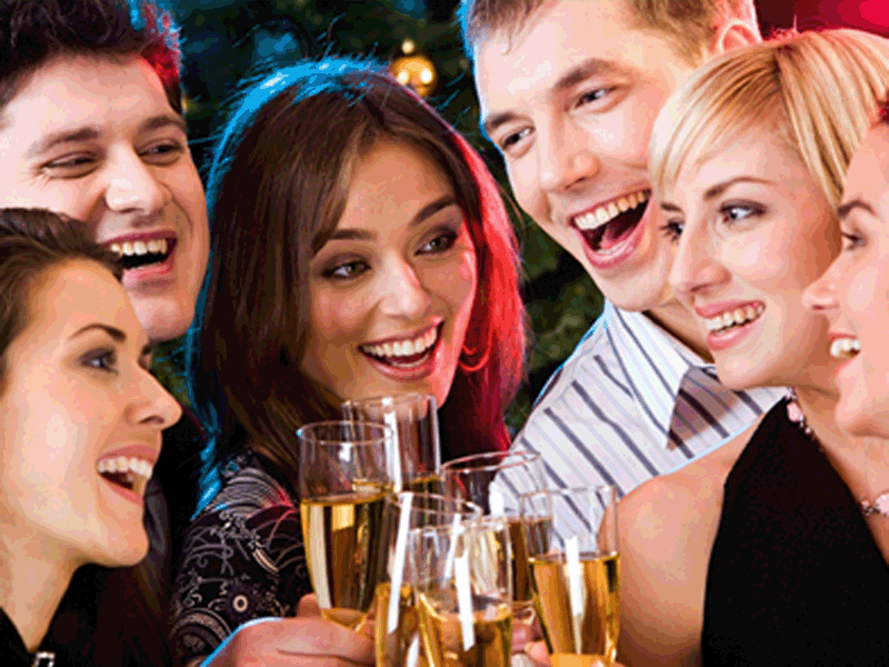 happy people drinking
