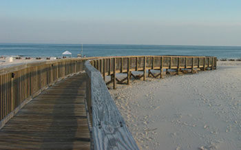 Boardwalk to our private beach